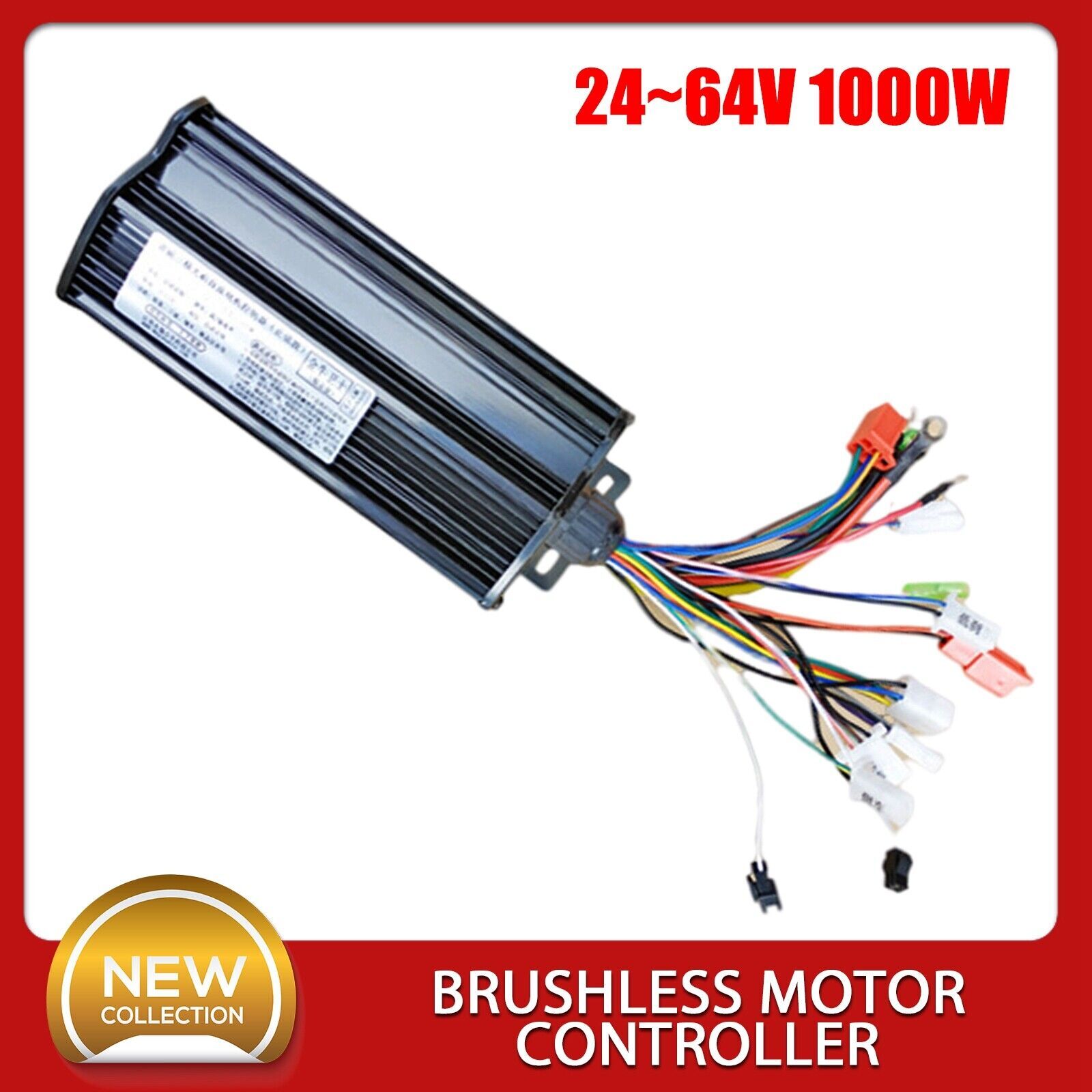 Brushless Motor Controller Sine Wave 1000W 48V/52V/60V/64V/72V 37A For E-Bike