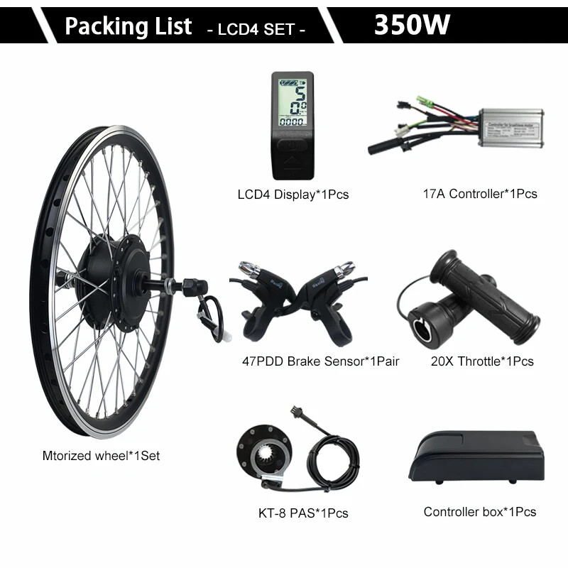 48V 350W Mountain Electric Bike Conversion Kit Rear Brushless Gearless Hub Motor