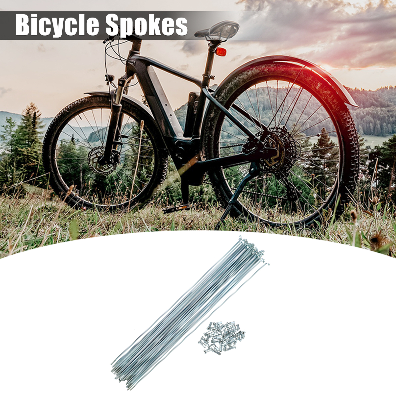 36 Pcs 14G J Bend 270mm x 2mm Bicycle Spokes with Nipples Steel Silver Tone
