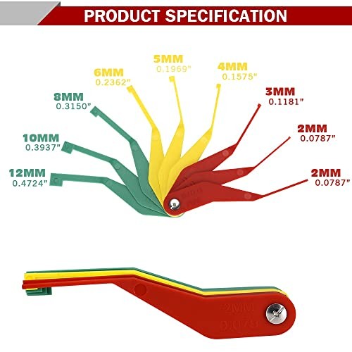 3 Pack 9-Piece Brake Pad Thickness Gauge Set, Measure Tool for Plastic 3PCS