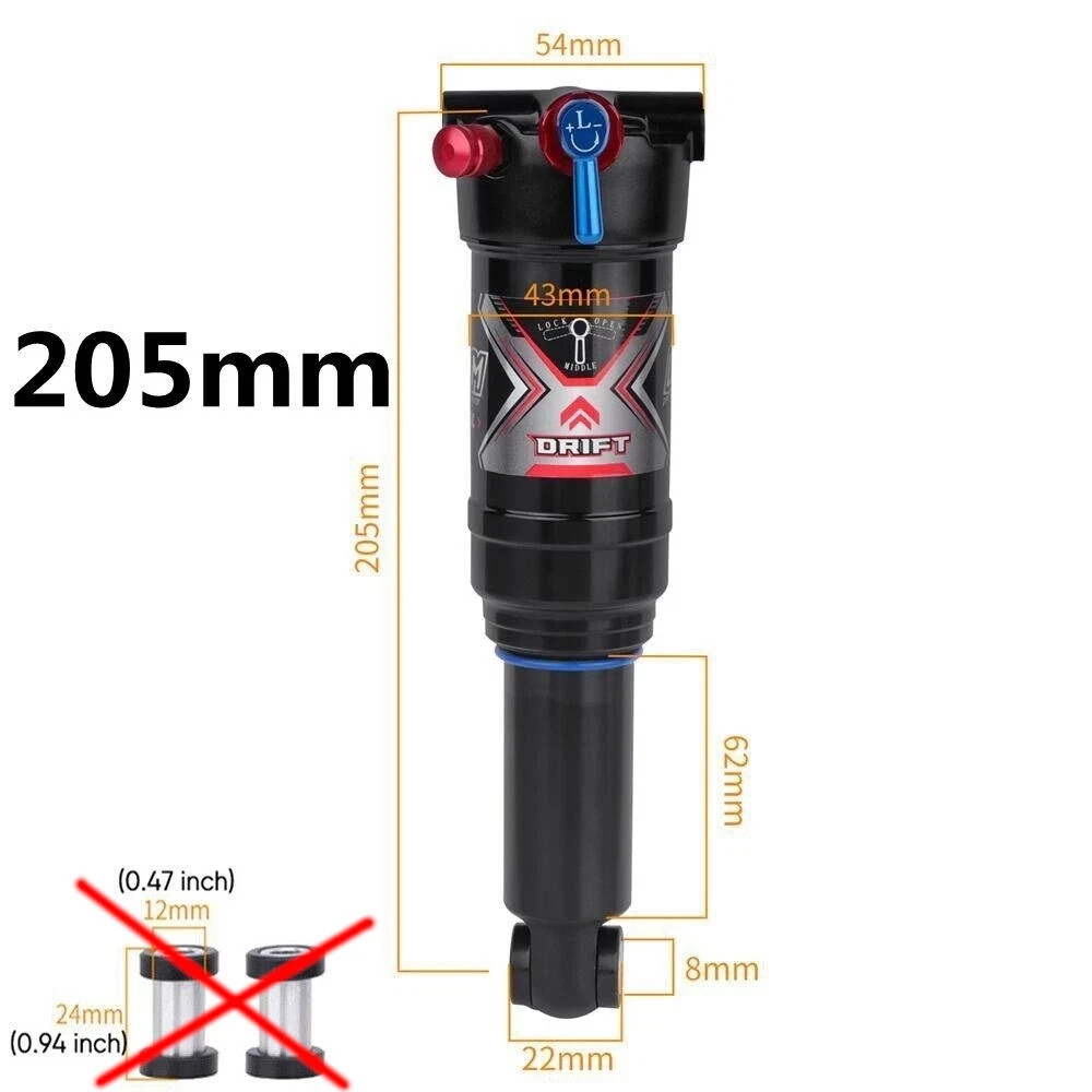 DNM TRU-8RC Trunning Fixing 205x62mm Mountain Bike Air Rear Shock With Lockout