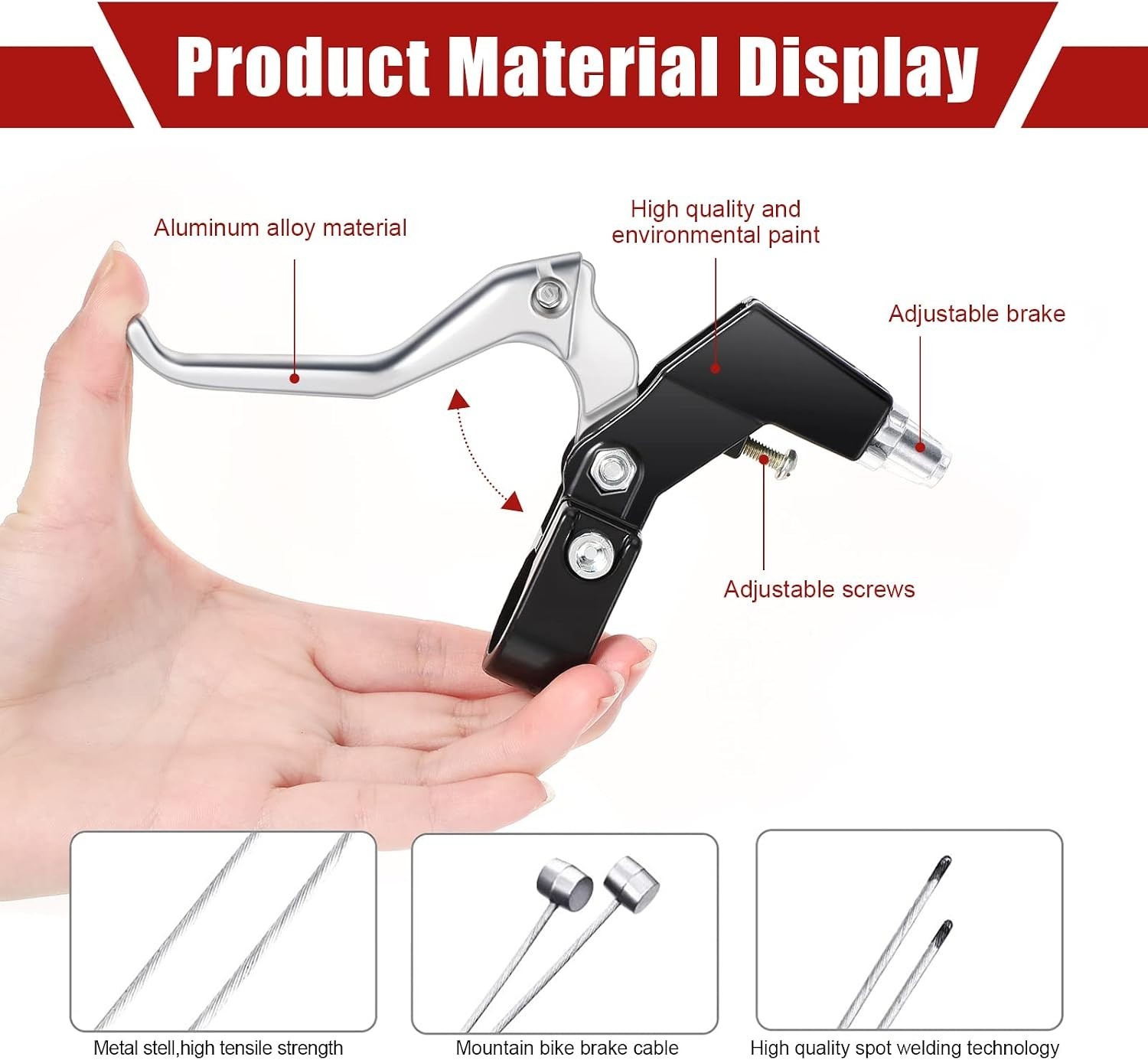 Bike Brake Set V-type Aluminum Alloy Cables Levers for MTB Road Bikes