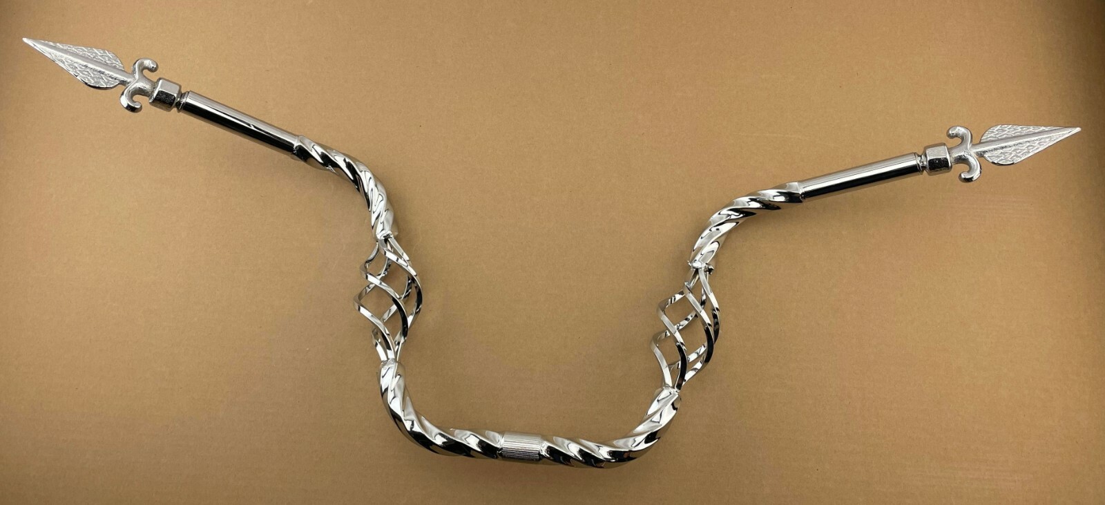 VINTAGE LOWRIDER 11″ RISE CAGE TWISTED HANDLEBAR 25.4MM W/ END ARROW IN CHROME.