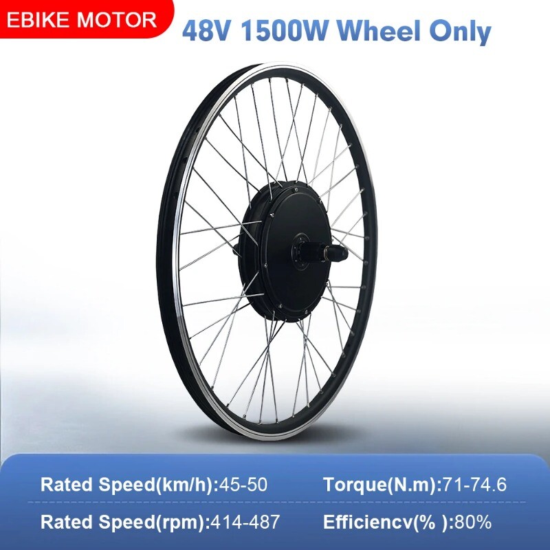 48V 1500W MTB EBike Conversion Kit Rear Cassette Hub Motor Wheel Dropout 142mm