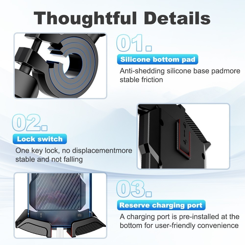 360° Ebike Bicycle Bike Phone Holder Mount For iPhone 15 14 13 12 11 Pro Max 8 7
