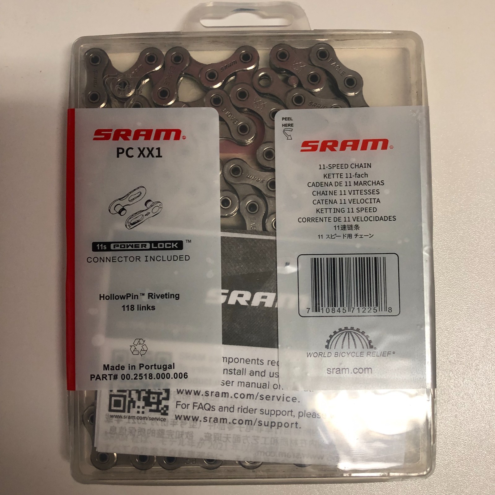 SRAM PC XX1 Hollow Pin Chains 11 Speed Silver 118 Link Power Lock MTB Bike Chain