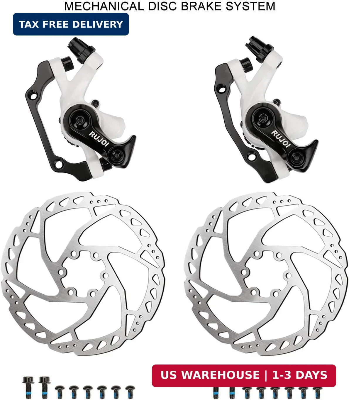 Bike Disc Brake Kit, Aluminum Front and Rear Caliper, 160mm Rotor, Mechanic Tool