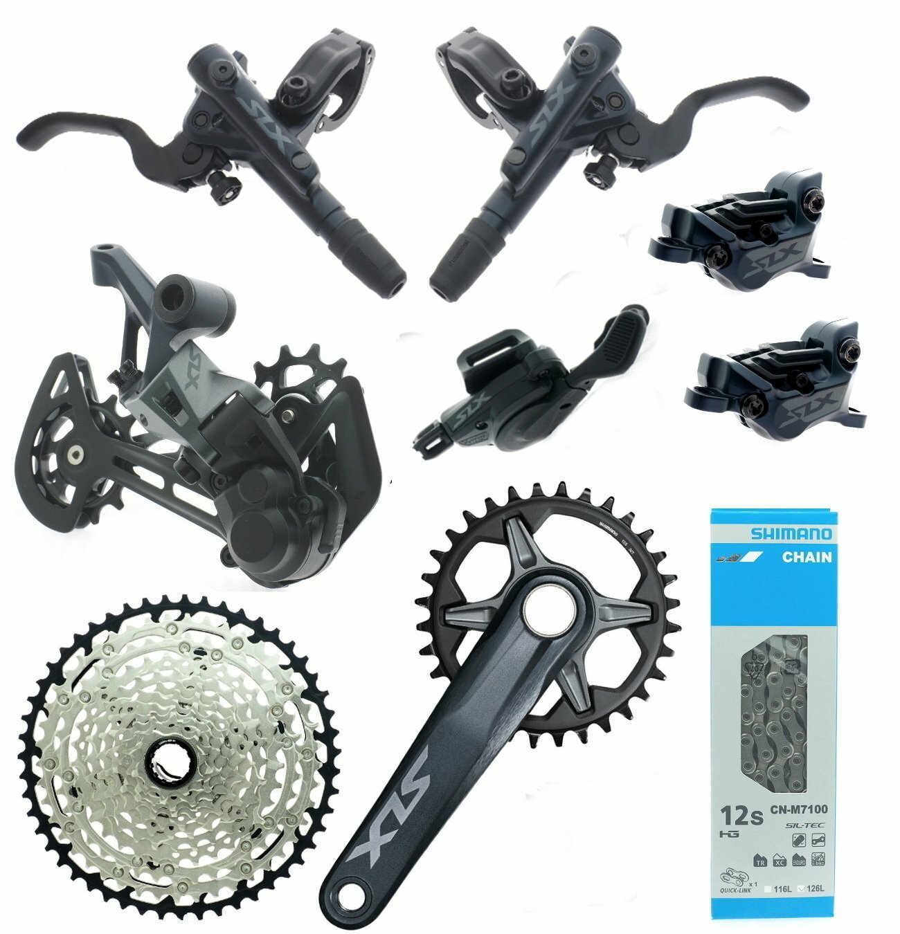 Shimano SLX FC-SL-RD-CN-CS-BL-M7100 BR-M7120 MTB 1×12 Speed 10-51T Groupset