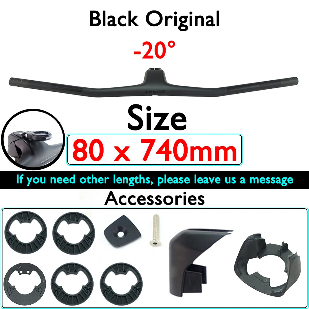 740mm Full Carbon MTB Bicycle Integrated Handlebar With -20° Stem 70/80/90/100mm