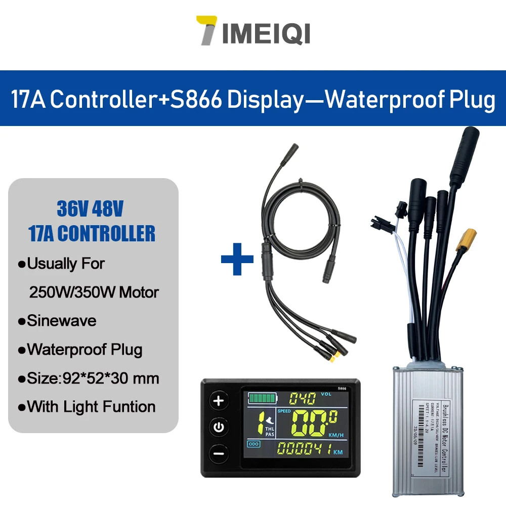 Three-Mode E-bike Sine Wave Controller 36V 48V 17/26/30/40A with LCD Display