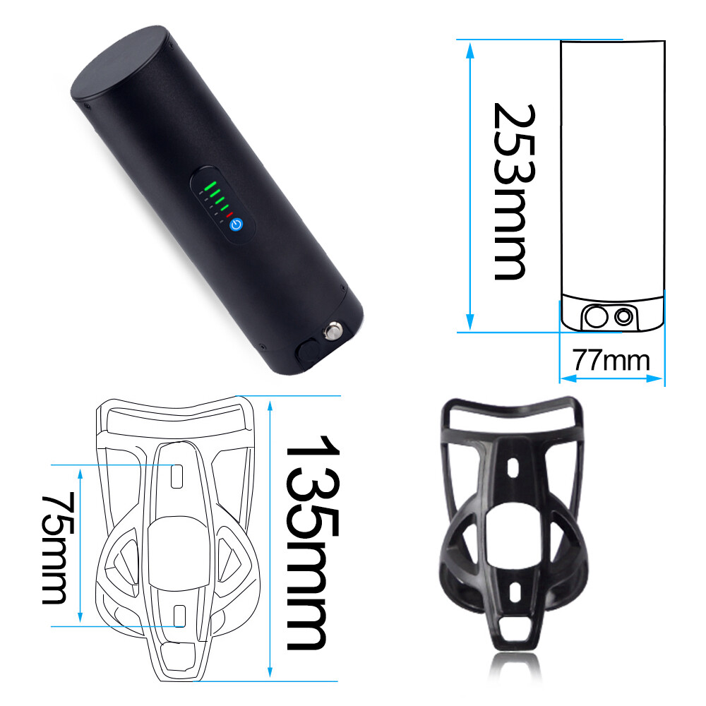 UPP Mini Water Bottle Li-ion Ebike Battery 36V 48V 7Ah 10.5Ah for 50W-500W Motor
