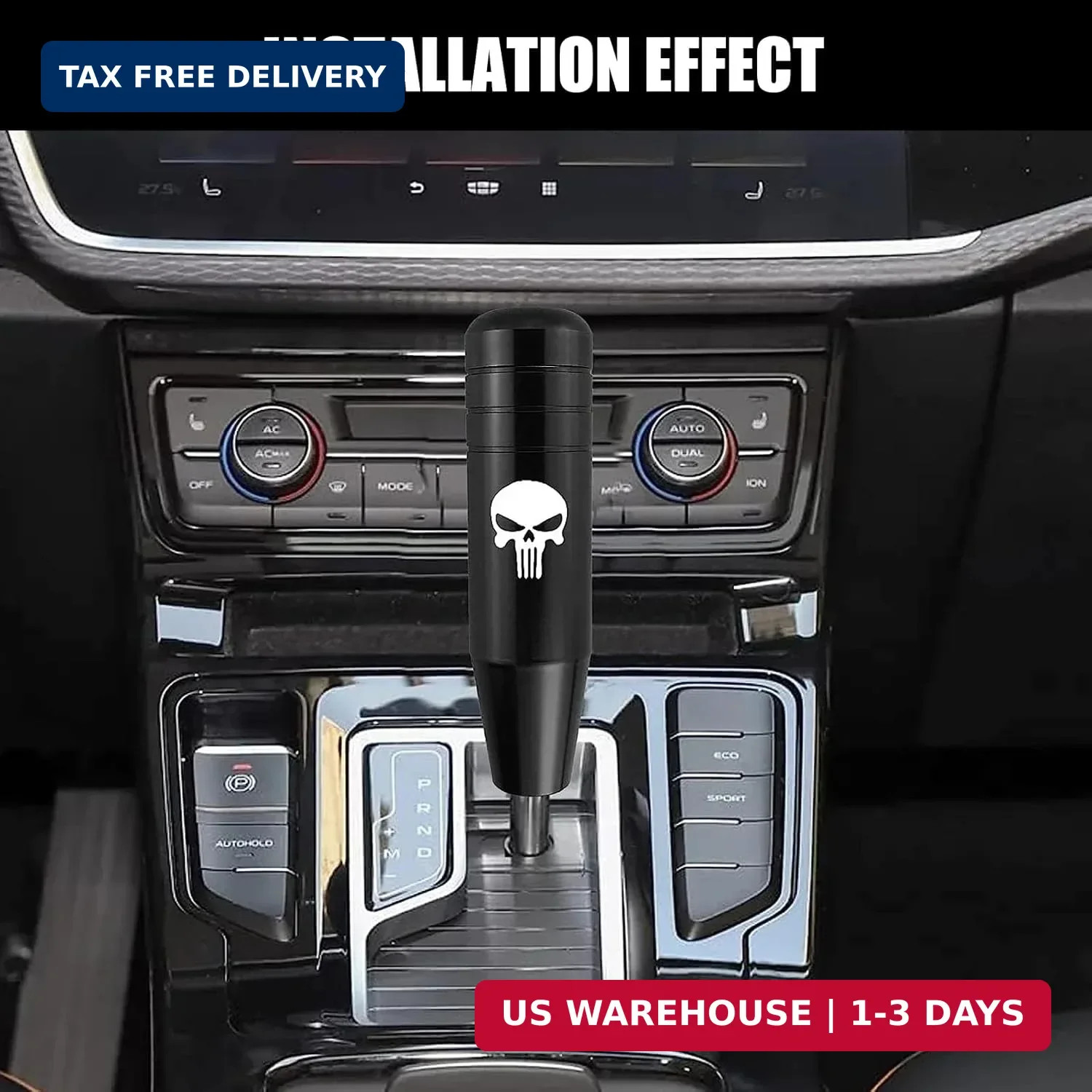 Pack-1 Gear Stick Shifter Knobs, Skull Aluminum Alloy Weighted Gear Lever, Metal