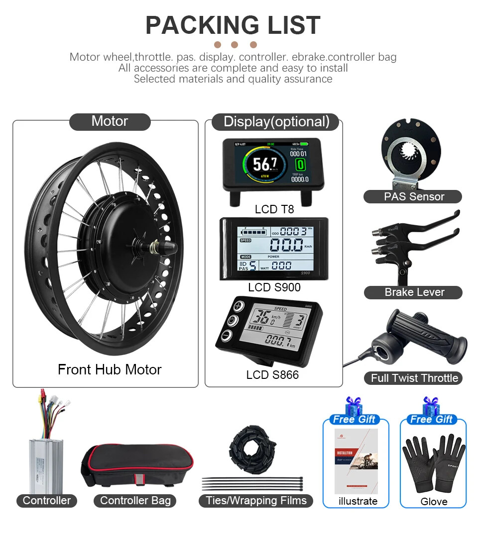 20/24/26inch E-bike Fat Tire Conversion Kit 48V 1500W Front Wheel Conversion Kit