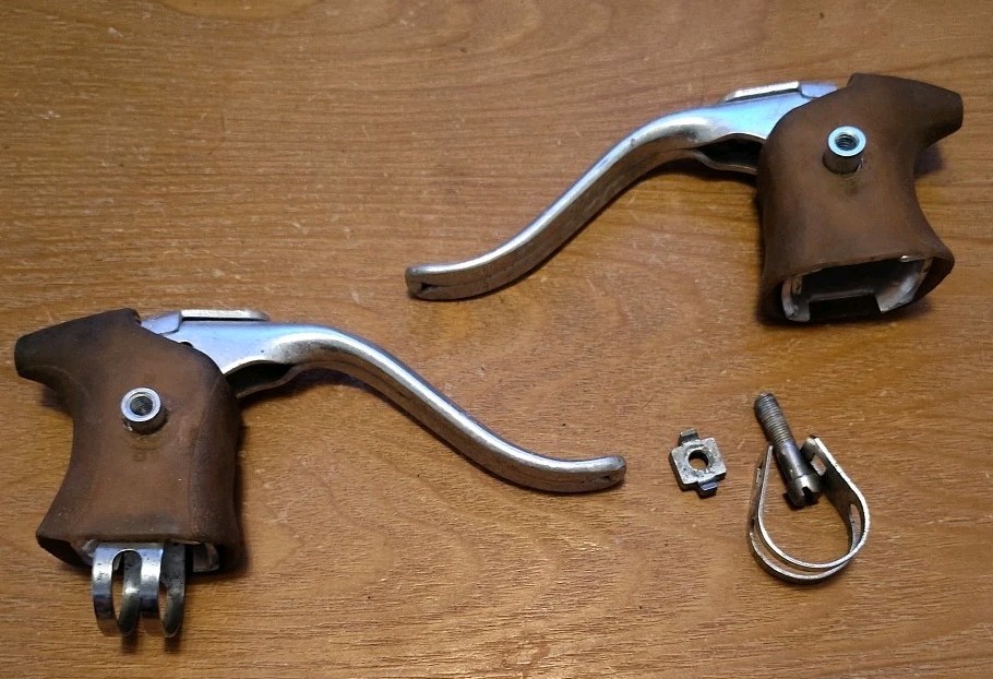 [903.2] Vintage Dia-Compe Brake Levers Pair Drop Bar Road Bike Silver Alloy