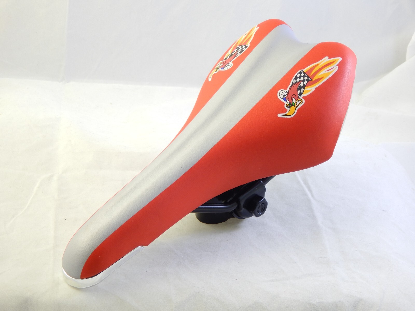 NOS Honda BMX Racing Seat Saddle Red Silver Chrome Railed HRC Woody Bicycle