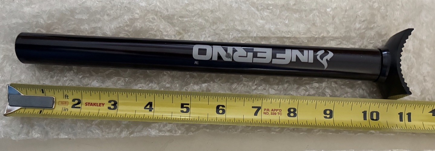 Inferno Pivotal Seat Post 22.2 Gloss Black Mini Junior bmx race Street bike