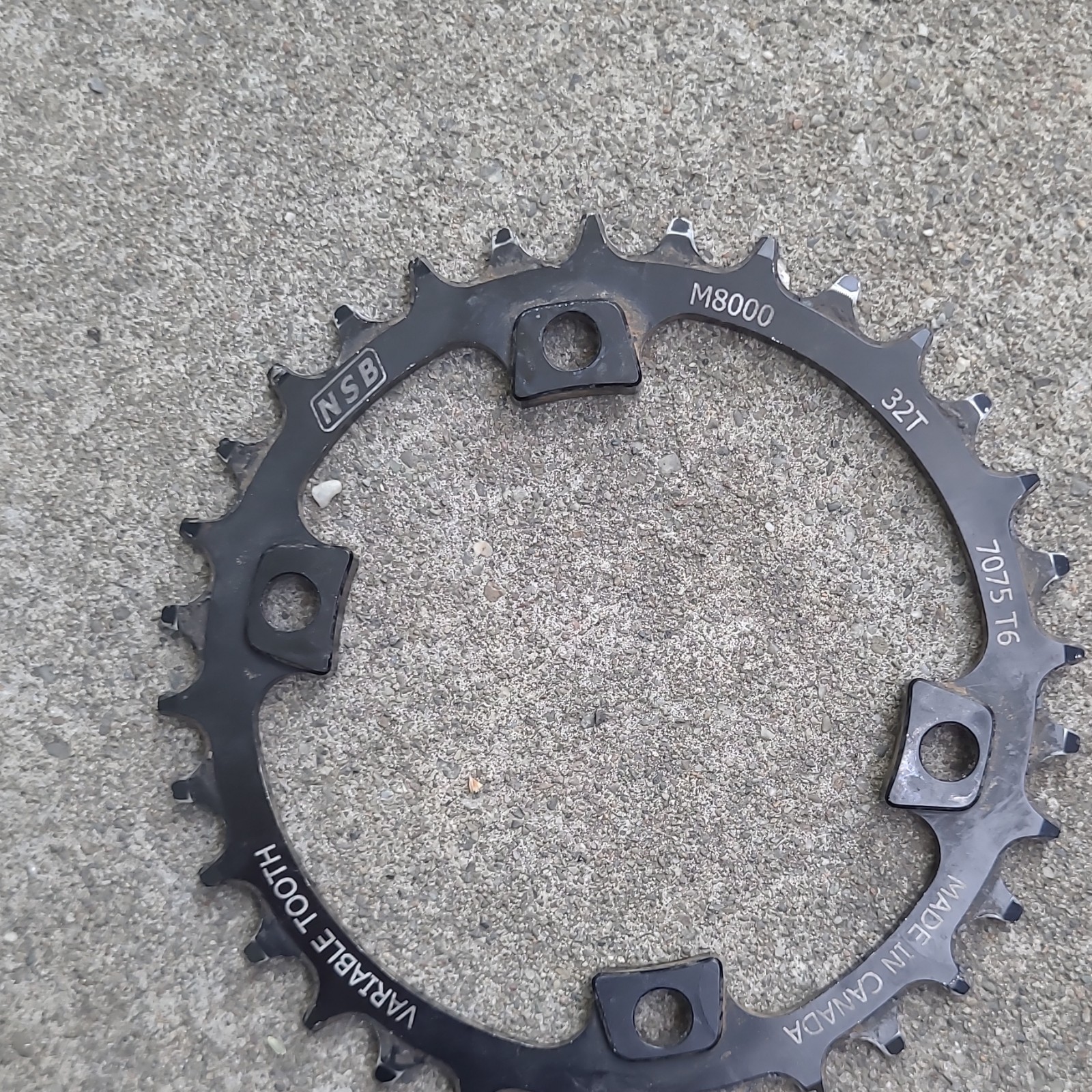 NSB M8000 32T 4-Arm 96mm BCD 7075-T6 Aluminum Chainring Black