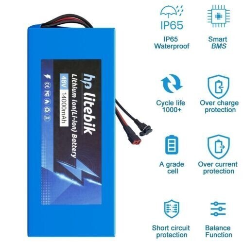 Lithium Ebike Battery 48V 14Ah for 500W 700W 1000W 1500W Electric Bicycle Bike