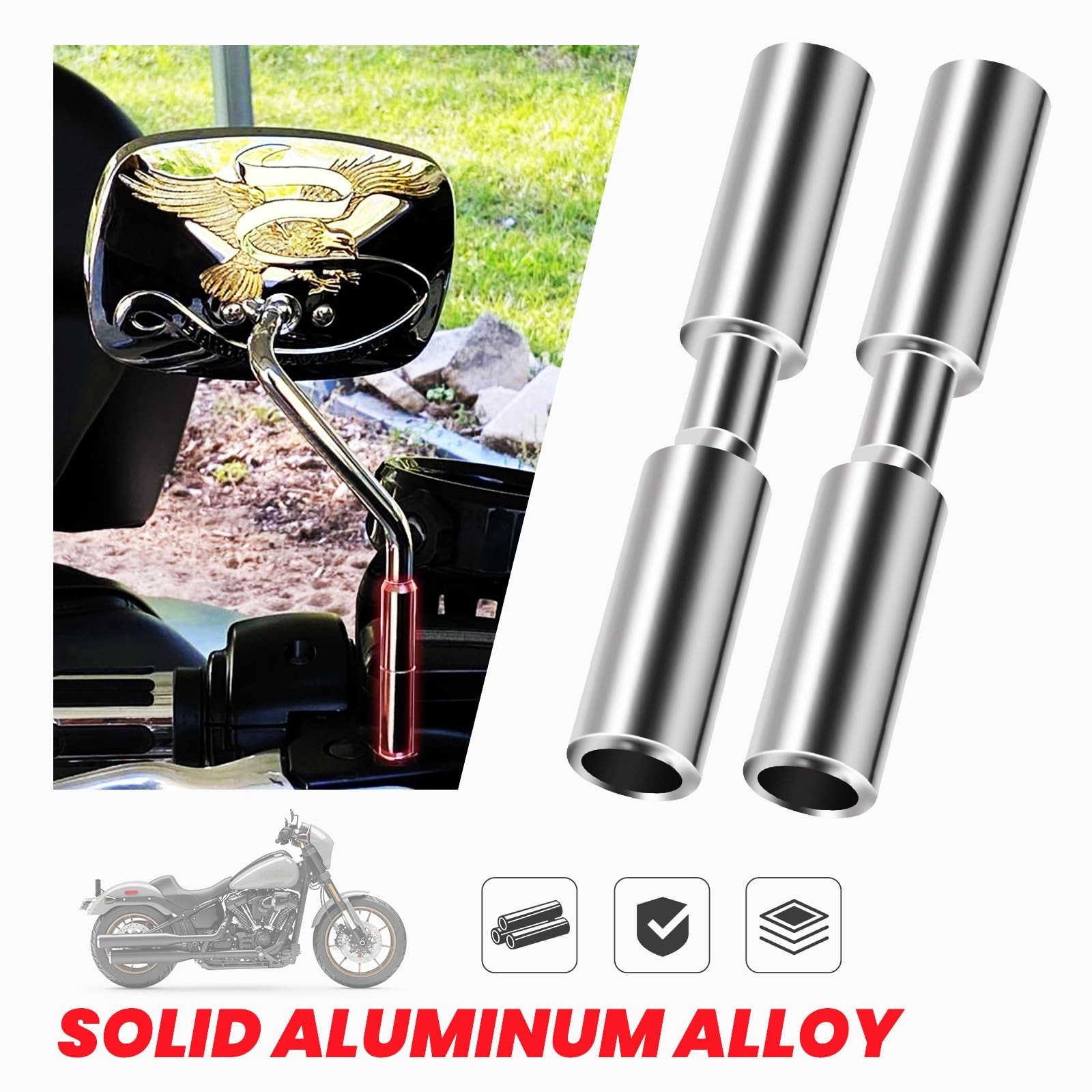 2″ Motorcycle Mirror Risers Height Extender Adapters Kit compatible with Harl…
