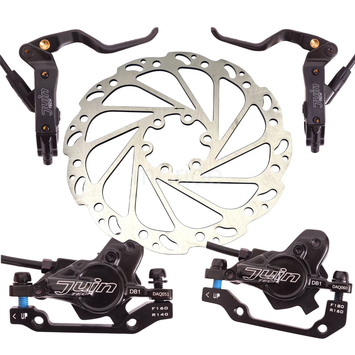 Black Juin Tech DB1 Hydraulic Disc Brake Set Front Rear MTB bike 160mm Rotors