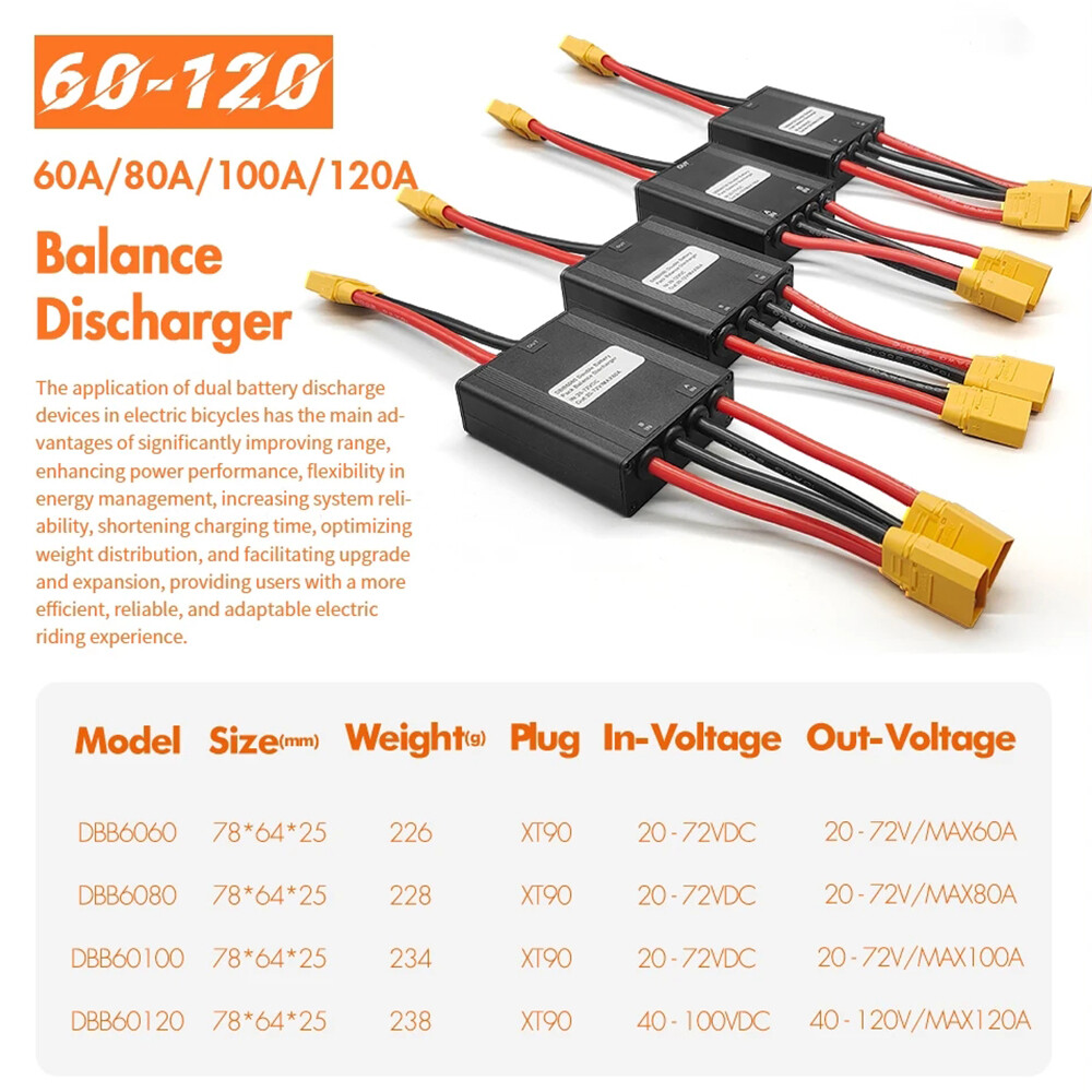 20V-100V 60A/80A/100A/120A XT90 plug Dual Battery Connection Adapter for E-Bike