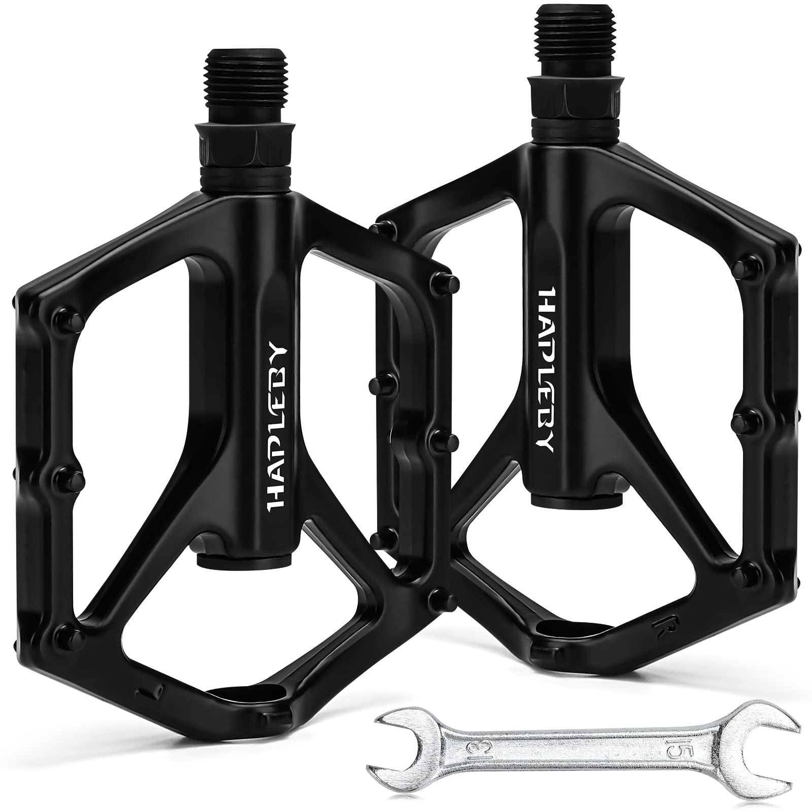 Hapleby Premium Bike Pedals of 9/16 Inch, Professional Black