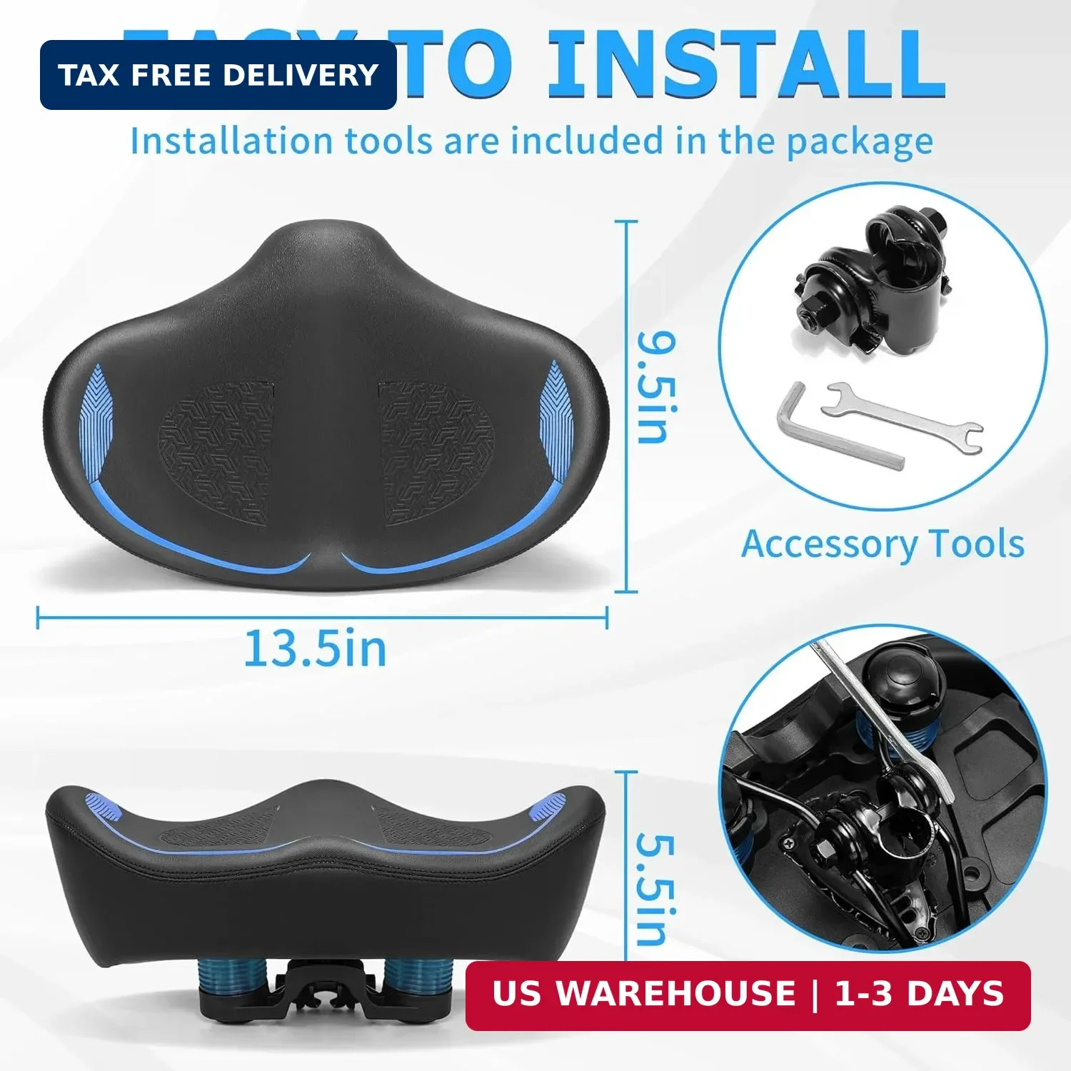 CDYWD Noseless Oversized Bike Seat for Men Women Comfort, Extra Wide Padded Bicy