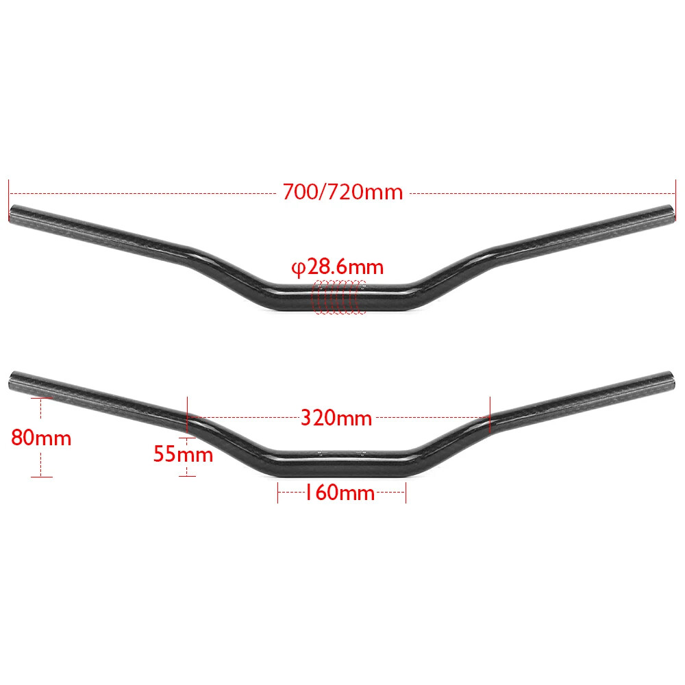 28.6mm 700/720mm 3K Carbon Fiber Streetcar Handlebar for Drz400 Motorcycle