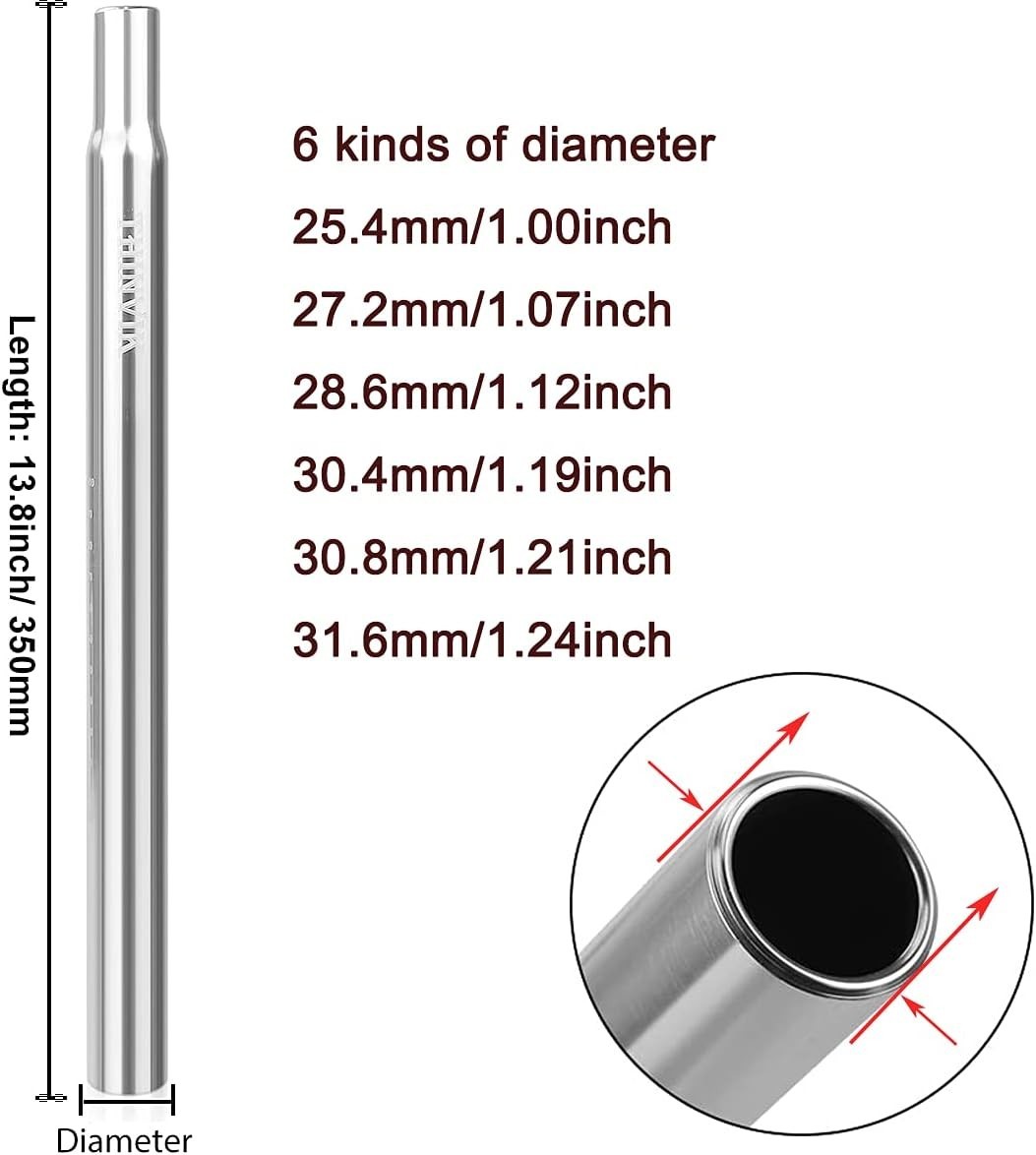 Versatile 350mm Bike Seat Post with Multiple Diameter Options for Perfect Fit