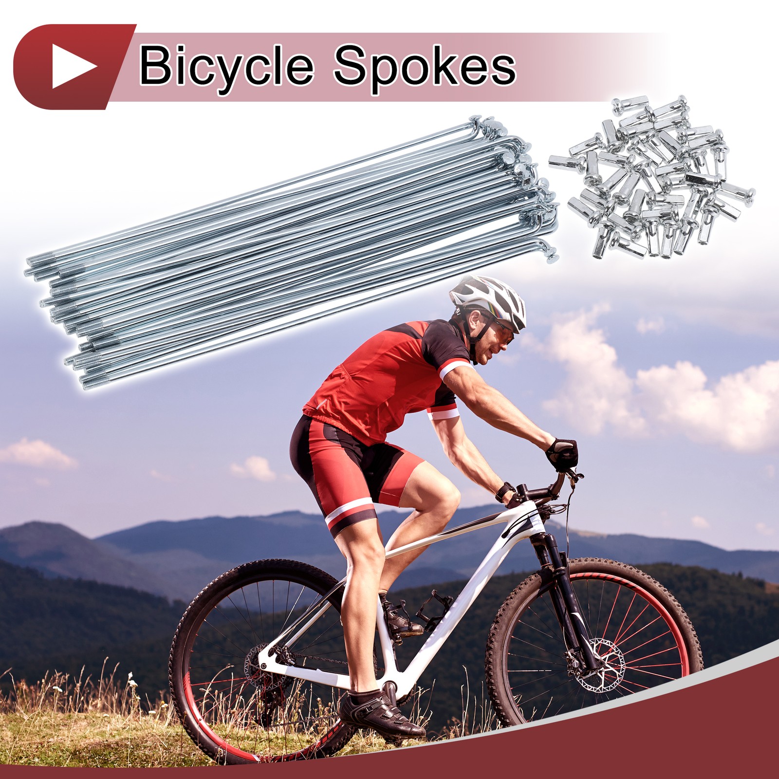 12G Bicycle Spokes 185mm Bike Wheel Spokes Carbon Steel Galvanized Silver Tone