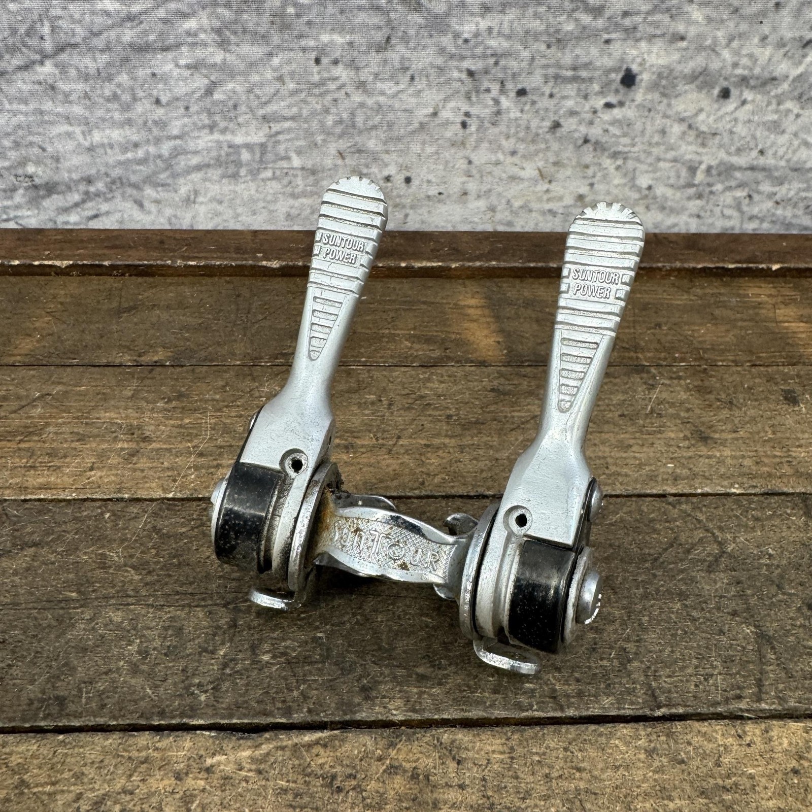 Vintage SunTour Power Shifter Set Down Tube Clamp 28.6 Ratchet Friction