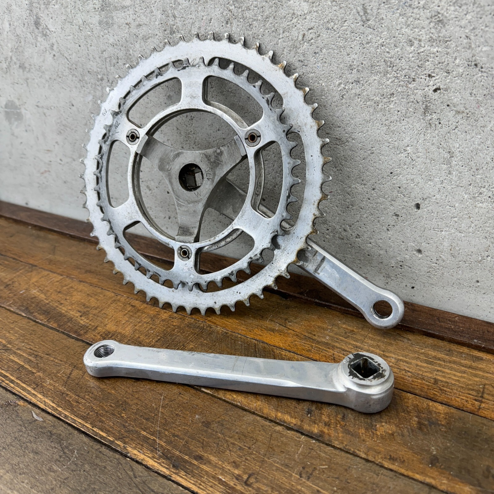 Vintage TA Professional Crank Set 170 mm 3 Arm 1970s France Eroica 3 Hole Alloy