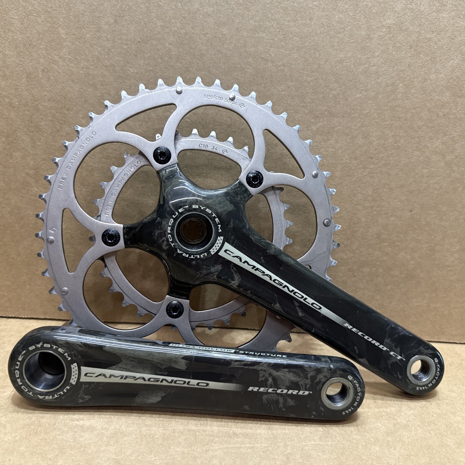 Campagnolo Record CT Carbon Fiber 175 UT Compact Crankset Campy 50/34 wbd54