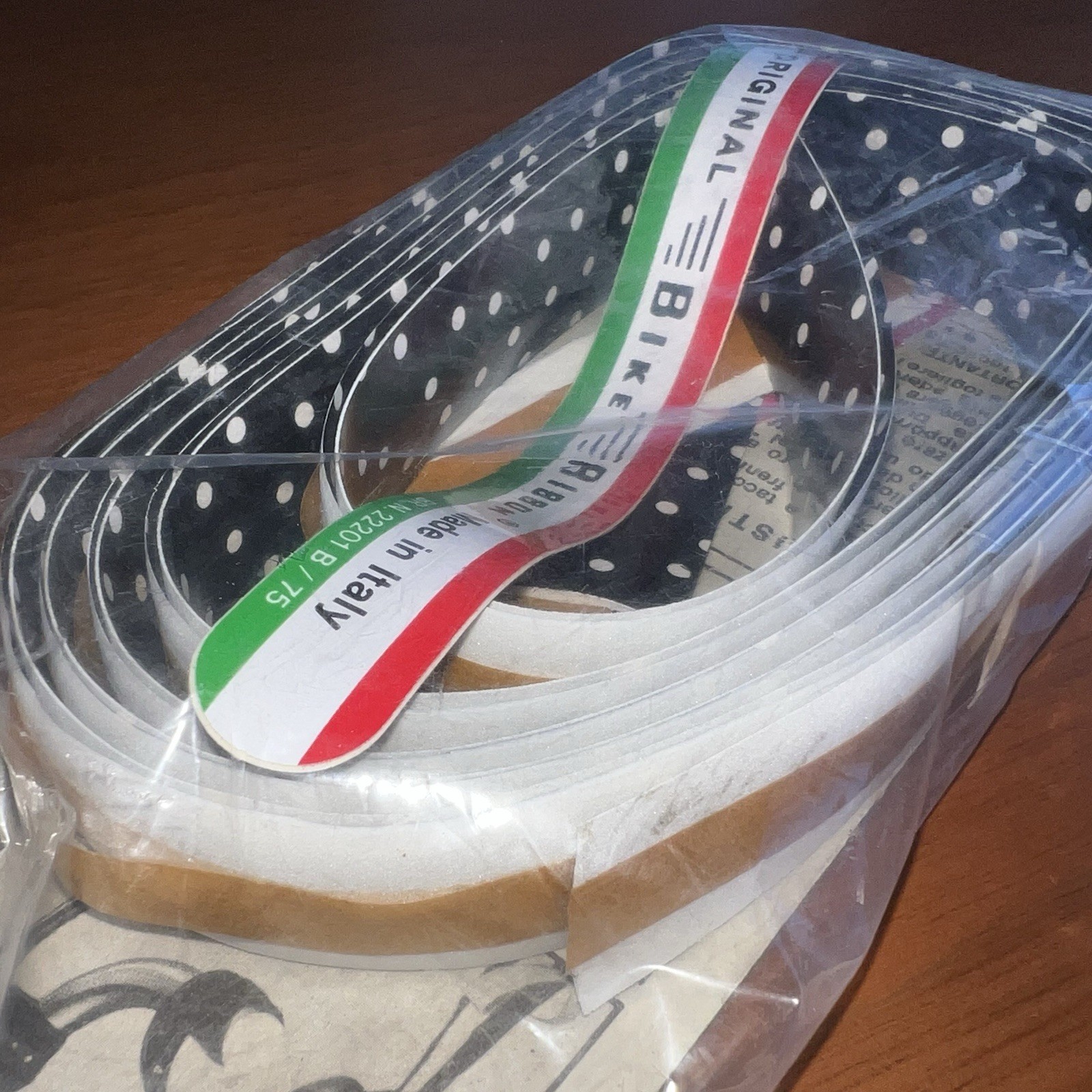 NEW/NOS Vintage Ambrosio Bike Ribbon Handlebar Tape – Black/White Polka Dot