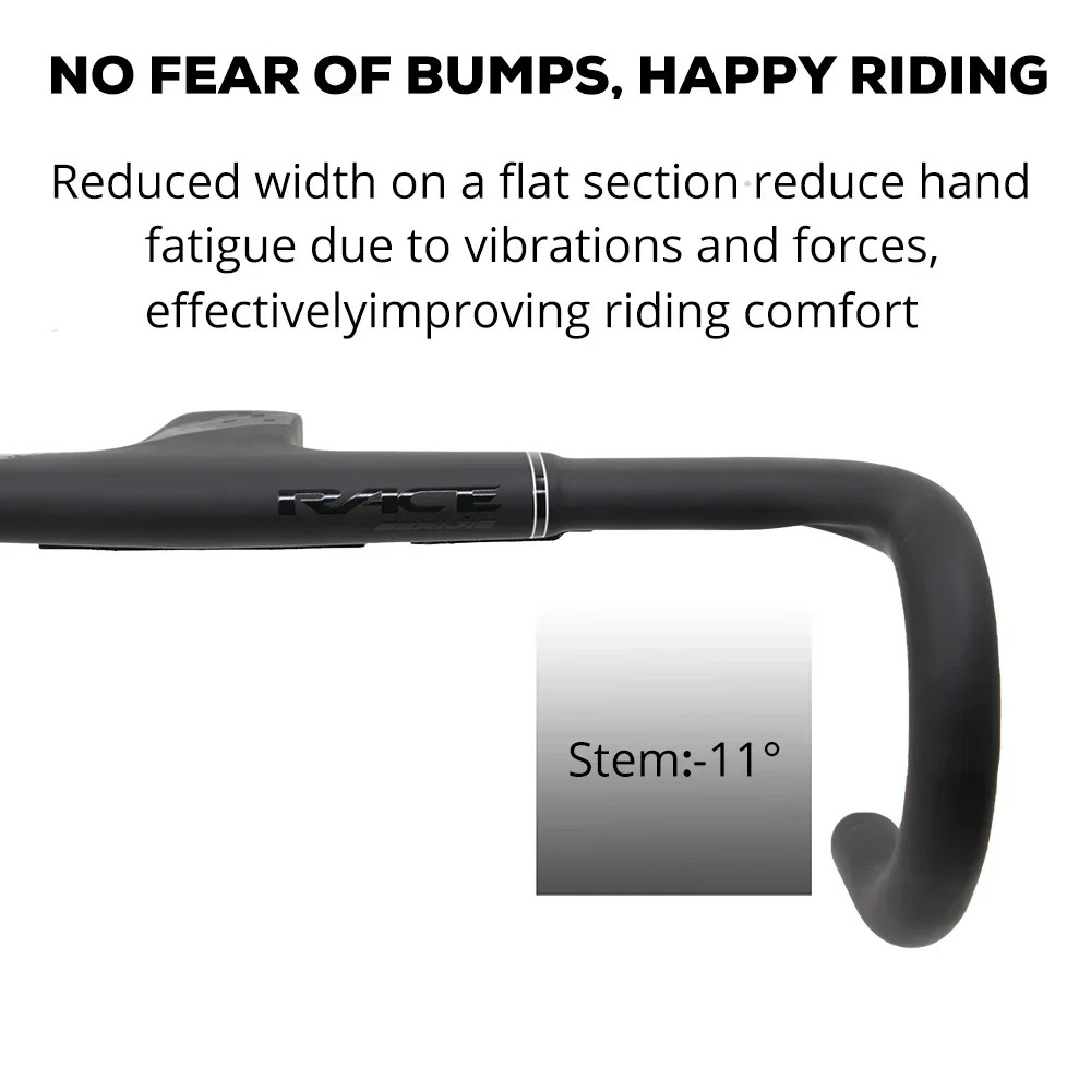Full Carbon Fiber Road Bicycle Integrated Handlebar 390-430mm Width 28.6/31.8mm