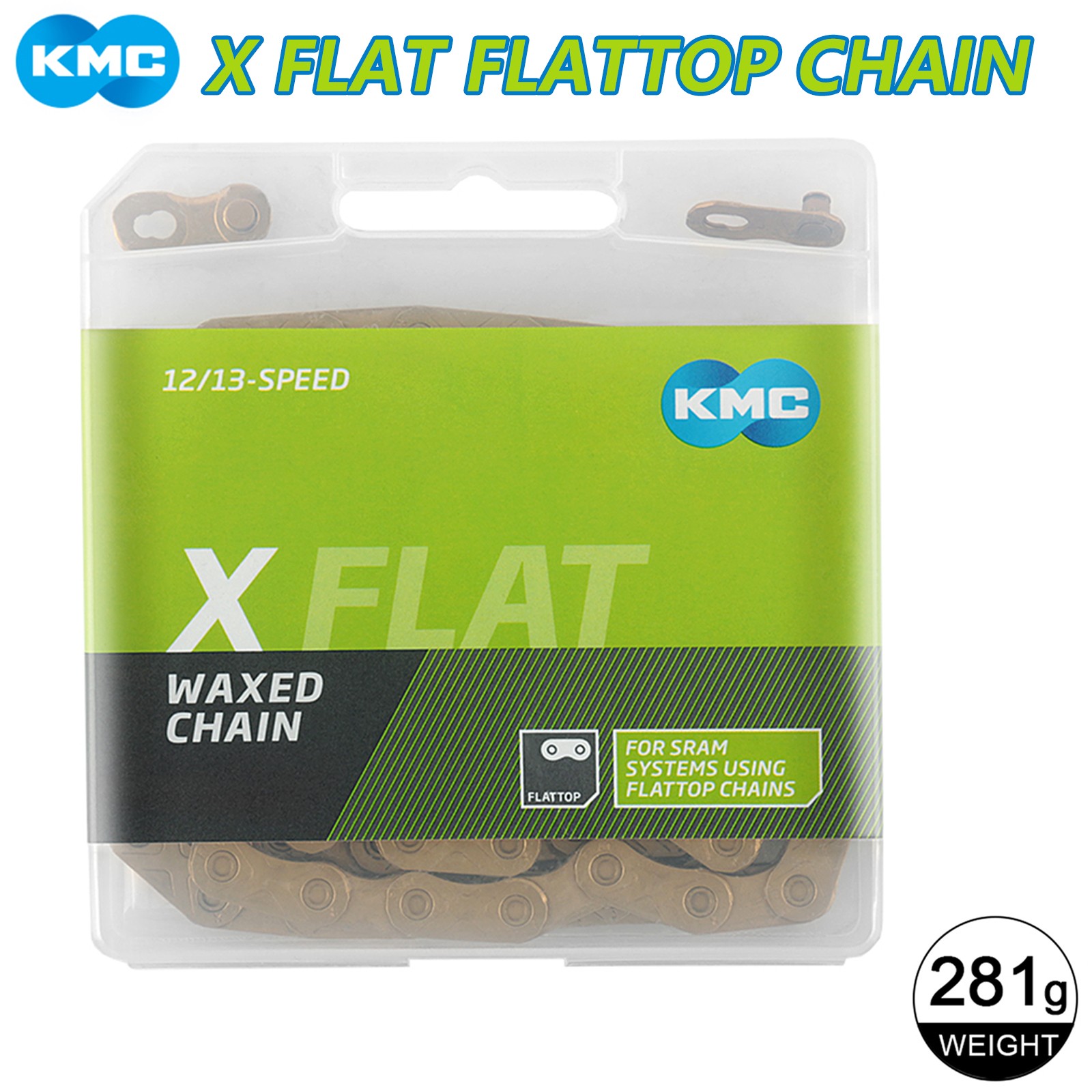 KMC X-Flat 12/13 Speed Waxed Flat Top Chain 126 Link For Sram FLATTOP T-Type