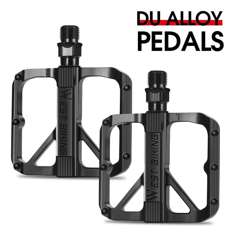 WEST BIKING Bicycle Flat Pedals Ultralight Aluminum DU Bearing MTB Bike Pedals