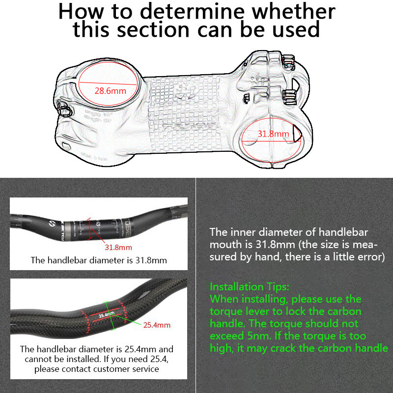 TOSEEK Bicycle Carbon Stem 10/17/25/35 Degree Road Cycling Handlebar Accessory