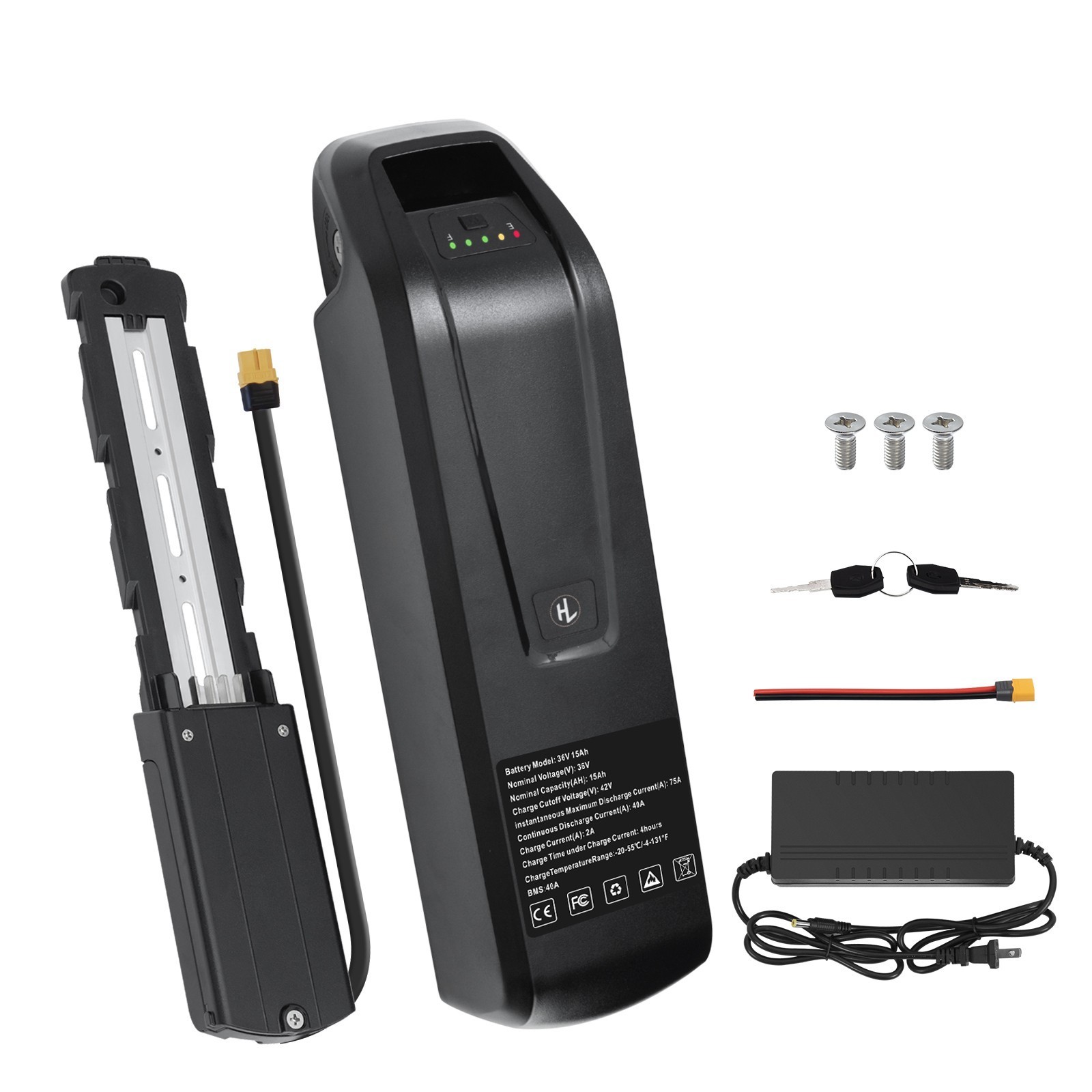 36V Ebike Lithium Battery 15Ah with 40A BMS f o Electric Bicycle 0-1000W Motor