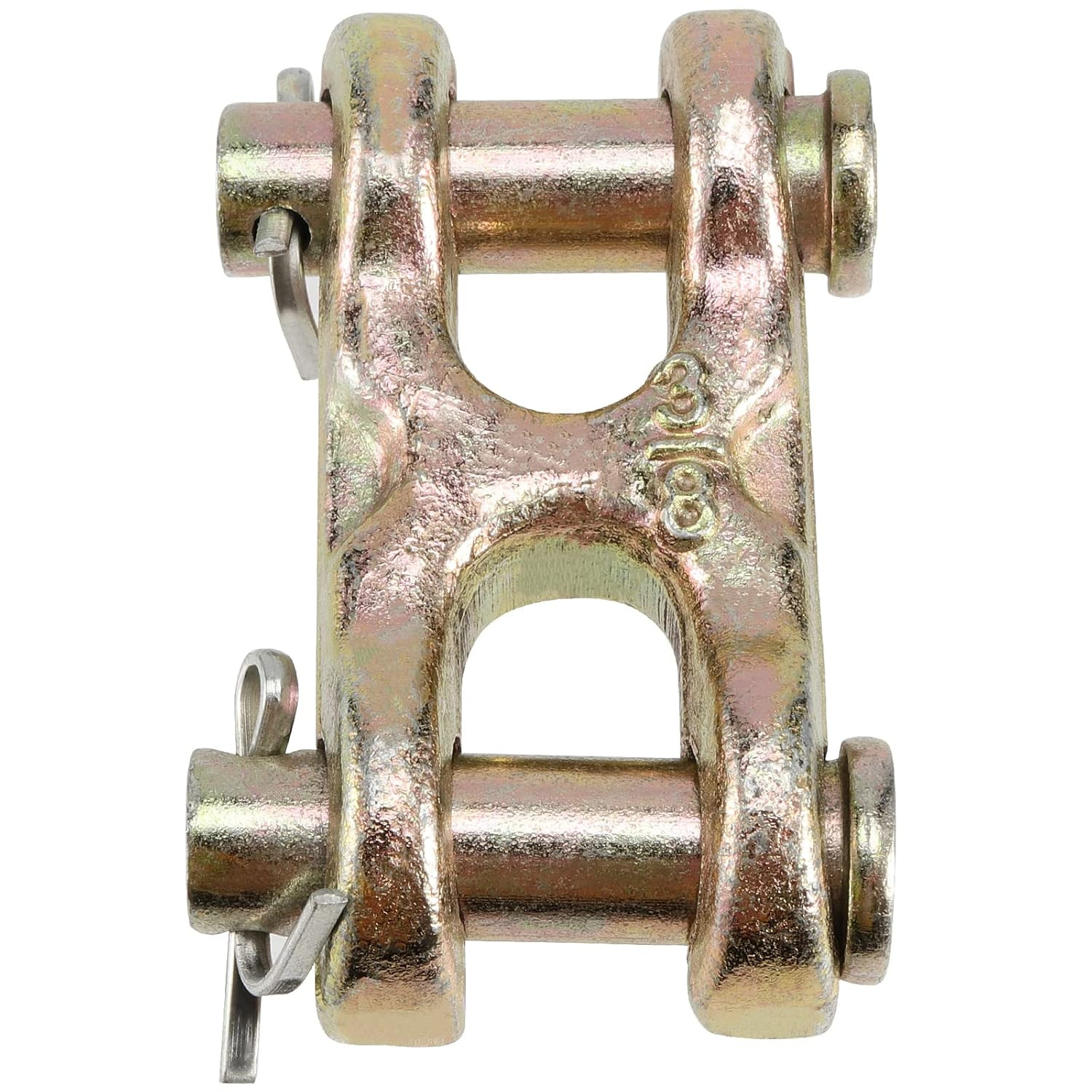 4 Packs 3/8 Inch Double Clevis, Zinc-Plated Safety Twin Clevis, G70 Forged Chain