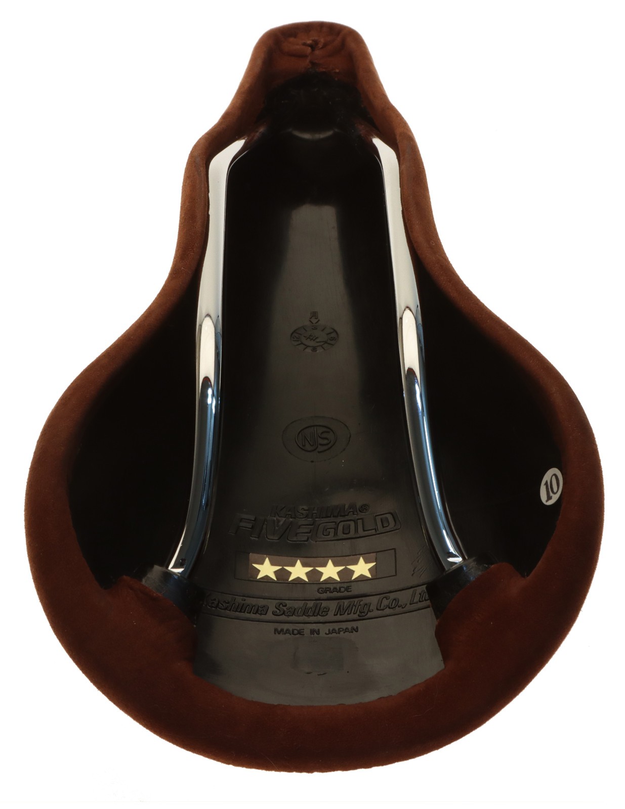 Kashimax Five Gold 4P Saddle NJS Standard Rails Brown Suede Leather NEW NOS