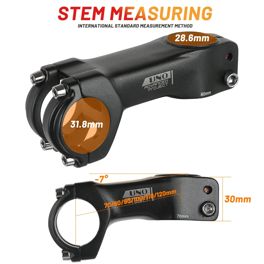 UNO Bike Stem Ultralight Road Bike Stem Fork-7 Degree 28.6Mm 31.8Mm 70/80/90/100