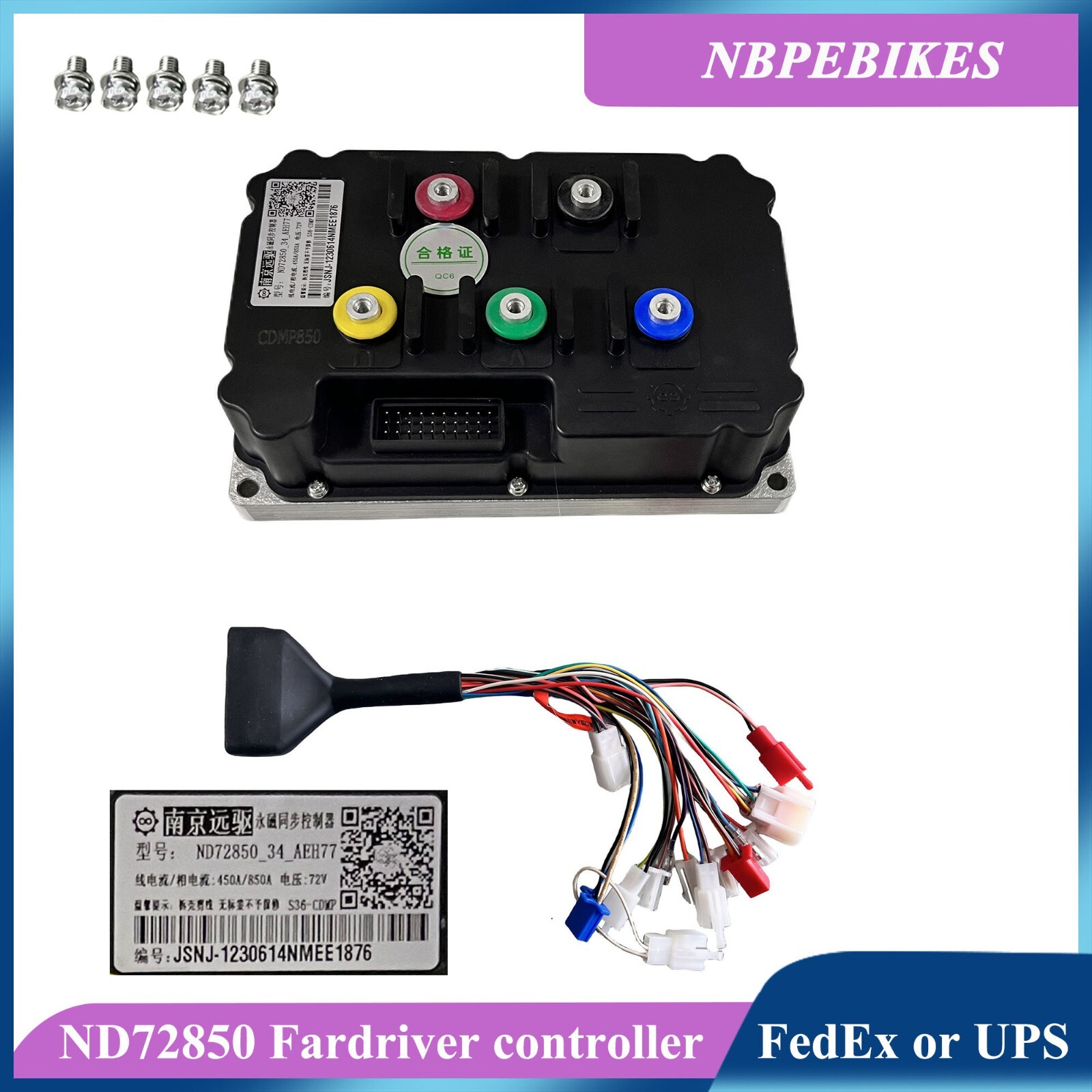 Fardriver ND72850 72V DC450A Peak 850A BLDC Sine Wave Controller for 6-8kw motor