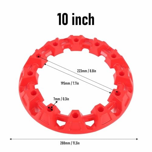 4Pcs 10 Inch ATV Wheel Trim Hub Decor Rim Cap Plastic Scratch Proof Sporty Red