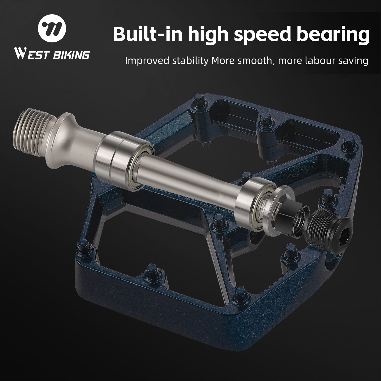 West Biking MTB Bicycle Pedals Waterproof Non Slip Bicycle Pedals Platform Pedal