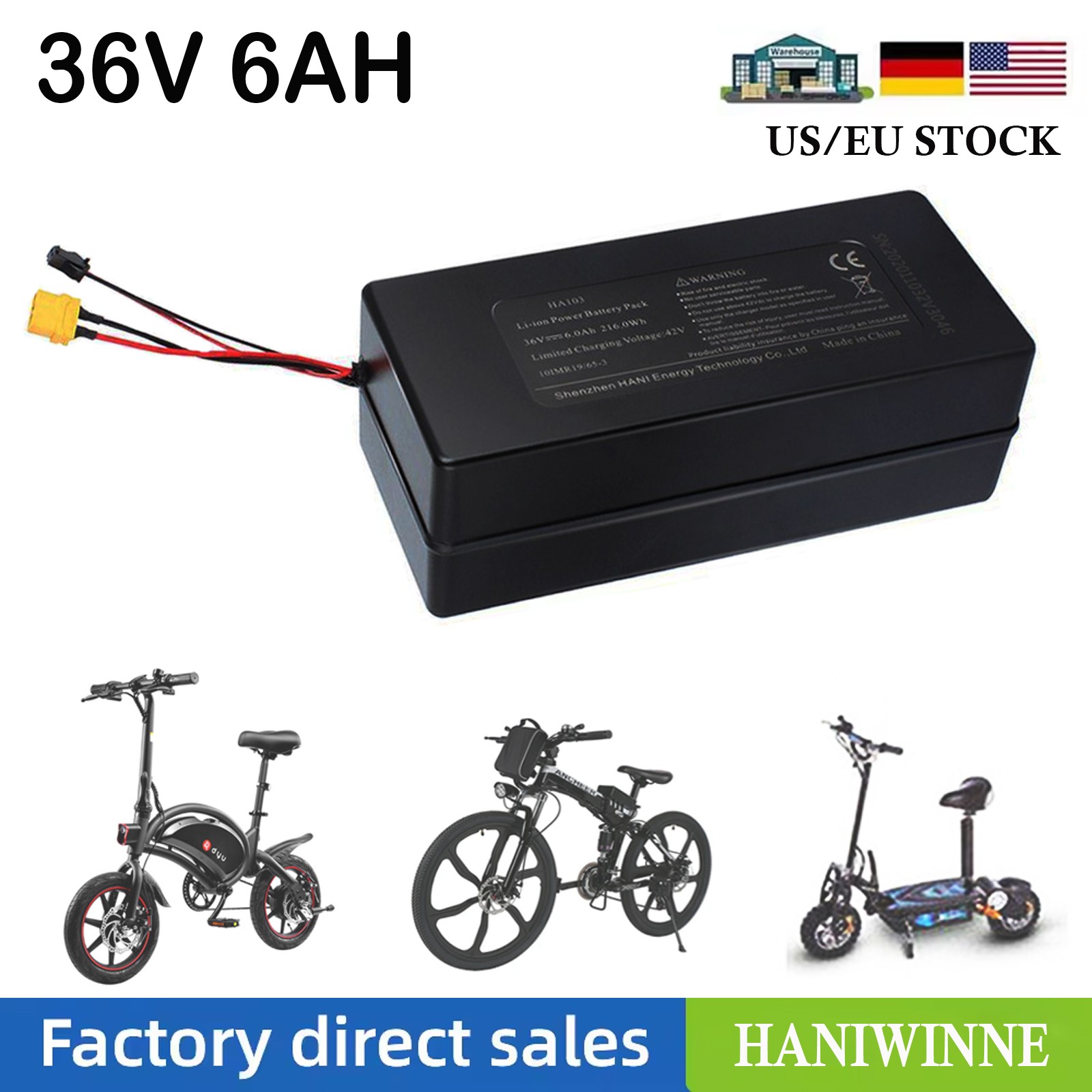 Ebike Battery 36v 6AH 2 wire Genuine 350w HA103 for Jetson Bolt Pro Electric Bik