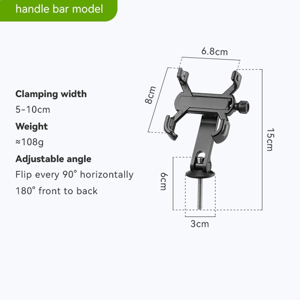 Motorcycle Phone Holder Sturdy Aluminum Alloy Adjustable Viewing Angle