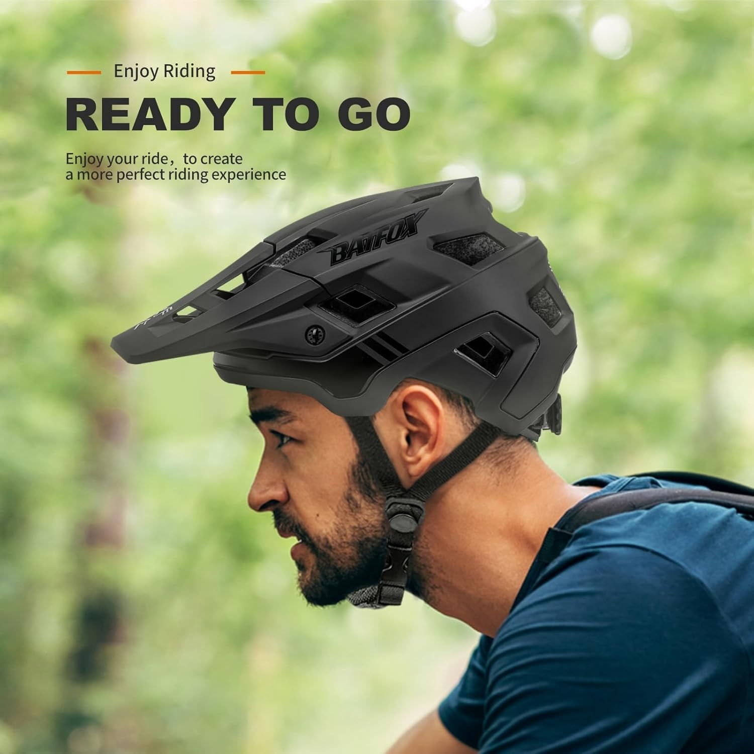 BATFOX LA303 Bike Helmet, Mountain Bike Helmets for Men & Women, L Black
