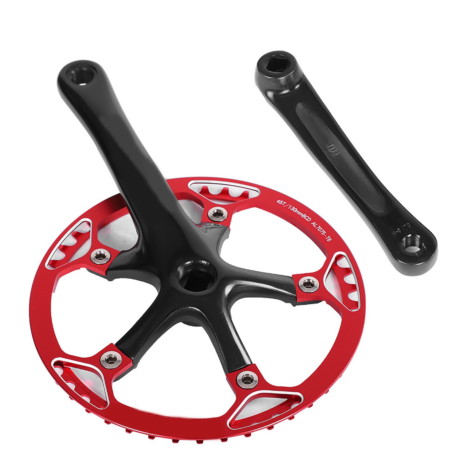 Meijun Bike Crankset 170mm Bicycle Chainwheel Chain Set 45T 47T (black Red