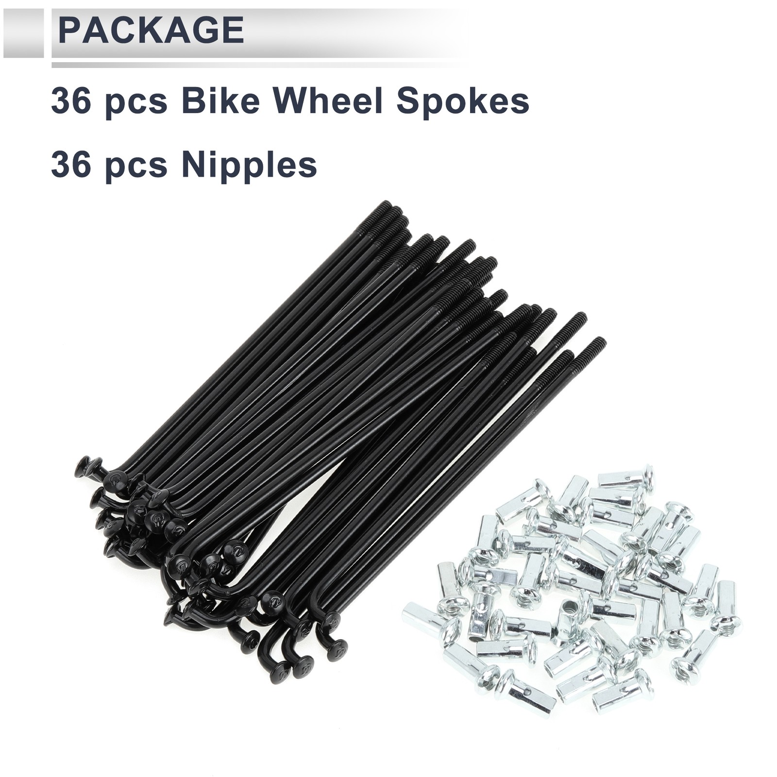 1 Set 12G 89mm Length Bicycle Spokes Nipple Carbon Steel Black Universal